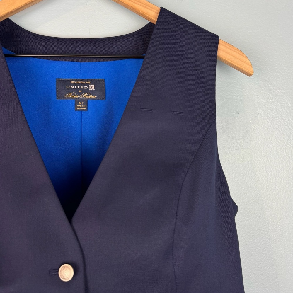 Brooks Brothers United Airlines Women Medium Tall Navy Blue Wool Blend Suit Vest